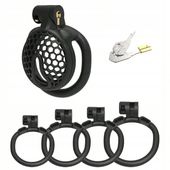 MINI KLATKA TYPU FLAT NA PENISA CZARNY PAS CNOTY CHASTITY CAGE