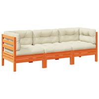 3-cz zestaw mebli ogrodowych z poduszkami, woskowy brąz, sosna