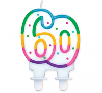 świeczka cyferka z kropeczkami "60"  8 cm |  pf-sck60