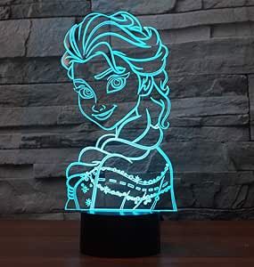 Lampka nocna LED 3D Elsa Kraina Lodu hologram na Arena.pl