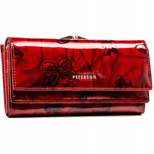 Portfel damski skórzany PETERSON duży czerwony super pojemny RFID STOP kart na Arena.pl