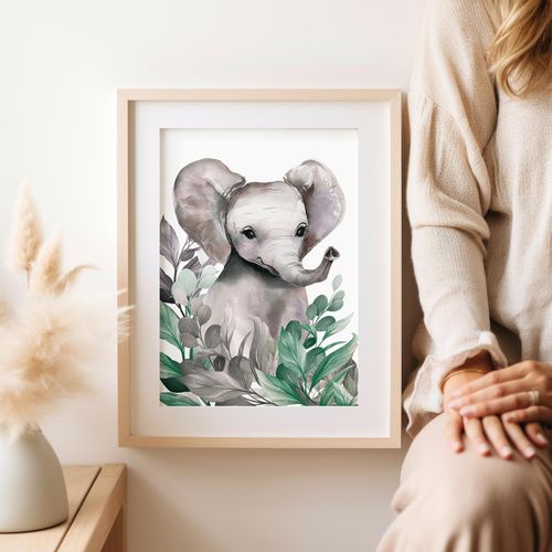 Plakat słoń w liściach plakaty dla dziecka 61x91 cm na Arena.pl