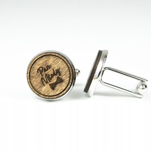 SPINKI DO MANKIETÓW Z GRAWEREM PAN MŁODY + PUDEŁKO - DREWNIANE na Arena.pl