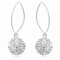 WISZĄCE SREBRNE KOLCZYKI BIAŁE KULKI KULECZKI 12MM KRYSZTAŁKI CRYSTAL BEADS