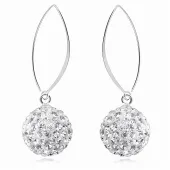 WISZĄCE SREBRNE KOLCZYKI BIAŁE KULKI KULECZKI 12MM KRYSZTAŁKI CRYSTAL BEADS