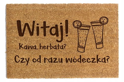 WYCIERACZKA POD DRZWI 40 x 60cm "Kawa, herbata? Czy od razu wódeczka?"Kokos na Arena.pl