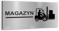 Tabliczka z dibondu SREBRNA informacyjna oznaczenie MAGAZYN dowolny DRUK UV