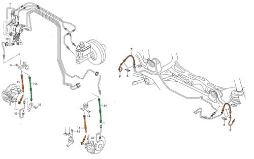 VW Passat B6 4motion - Zestaw Przewodów Hamulcowych Teflonowych W Oplocie na Arena.pl