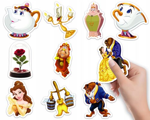 NAKLEJKI NA ZESZYT NALEPKA Z POSTACIAMI PIĘKNA I BESTIA WZORY 10SZT na Arena.pl