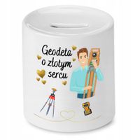 Skarbonka Dla Geodety O Złotym Sercu Prezent Z Nadrukiem Ze Zdjęciem Z Nadr