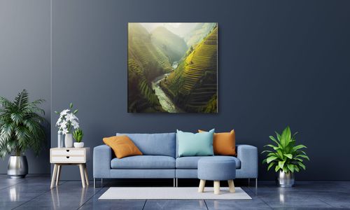 OBRAZ NA PŁÓTNIE 104 Uprawa ryżu 70x70cm na Arena.pl