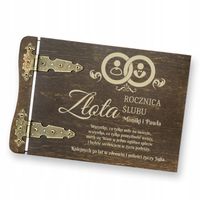 Drewniany album na zdjęcia z GRAWEREM PREZENT PAMIĄTKA na 50 rocznicę ŚLUBU