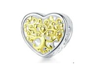 Rodowany srebrny charms do pandora serce ażurowe drzewo życia srebro 925 NEW89