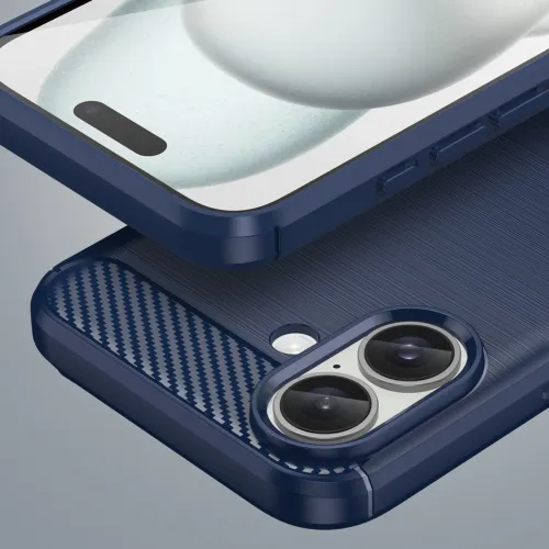etui silikonowe carbon case do iphone 16 plus - niebieskie na Arena.pl