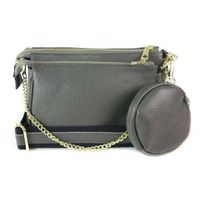 Listonoszka ,przewieszka 3w1 ,Vera Pelle ,złote okucia ,szeroki pasek , A5 Szara VP791G