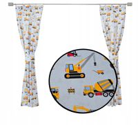 Zasłonki dla chłopca KOPARKI żółte budowa KPL