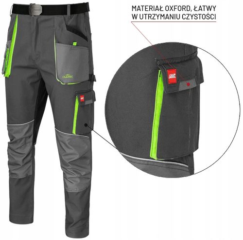 ELASTYCZNE SPODNIE ROBOCZE MĘSKIE WZMACNIANE DO PASA STRETCH SLIM na Arena.pl