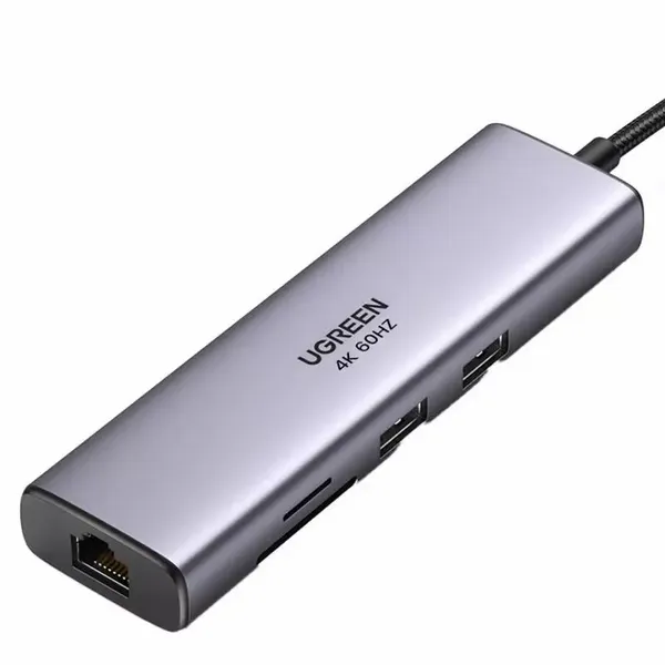 Adapter Hub UGREEN, USB_C do 2x USB 3.0, HDMI, RJ45, SD/TF zdjęcie 1