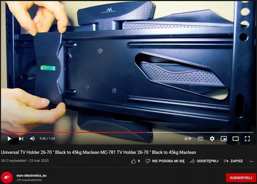 UCHWYT DO TELEWIZORA WIESZAK ŚCIENNY 32 49 50 55" 65" 70" TV do 45kg VESA na Arena.pl