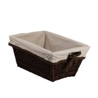 DUŻY KOSZ NA ZABAWKI Z WIKLINY POJEMNY KOSZ WIKLINOWY NA DREWNO z obszyciem 54X43 H28 CM uniwersalny