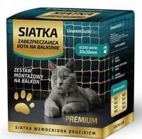 ZESTAW SIATKA NA BALKON 6x3m Z DRUCIKIEM PREMIUM DLA KOTA BEZ WIERCENIA