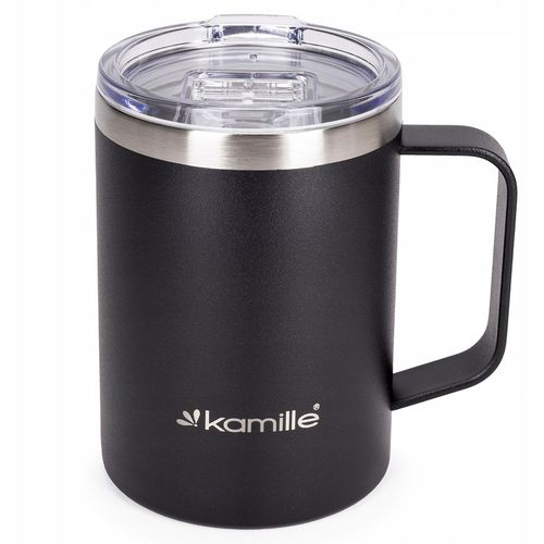 KUBEK TERMICZNY stalowy TERMOS do kawy herbaty z uchwytem KAMILLE 360ml na Arena.pl