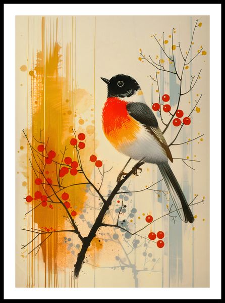 Plakat 50x70cm Jesienny Rudzik zdjęcie 3