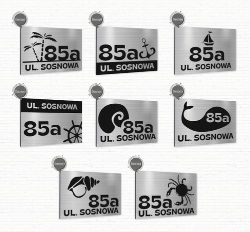 Tabliczka Tablica ADRESOWA srebrna DIBOND 30x20 numer domu ul. duży wybór na Arena.pl