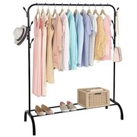 Wieszak na ubrania 146x110x40 cm stojący metalowy stojak loft czarny