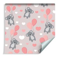 Tapeta Dla Dzieci Dla Dziewczynki - Misie Koala Baloniki i Serduszka