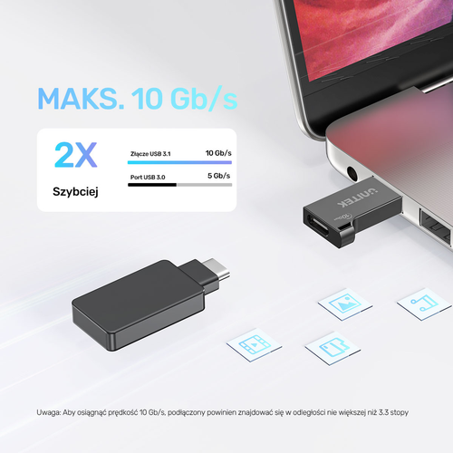Unitek Adapter USB-A do USB-C 10Gbps czarny A1049ABK01 na Arena.pl