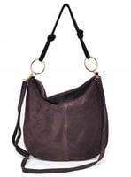 Zamszowy brązowy czekoladowy worek skóra naturalna vera Laura Biaggi