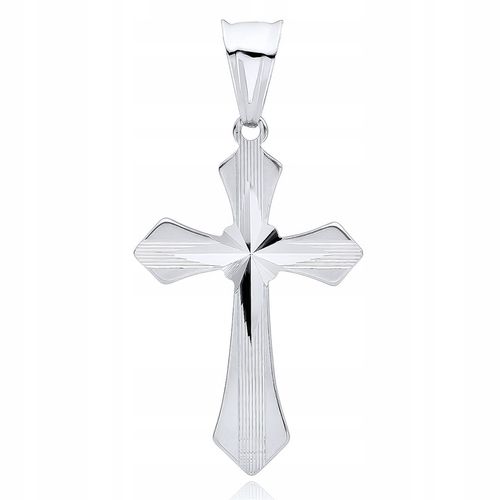 DUŻY SREBRNY WISIOREK KRZYŻ KRZYŻYK DIAMENTOWANY na Arena.pl