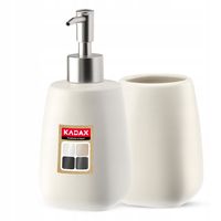 KADAX Zestaw Łazienkowy Wc Dozownik Kubek Biały