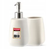 KADAX Zestaw Łazienkowy Wc Dozownik Kubek Biały