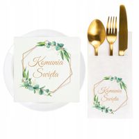 Dekoracje KOMUNIJNE serwetki papierowe na STÓŁ pokrowce na SZTUĆCE komunia