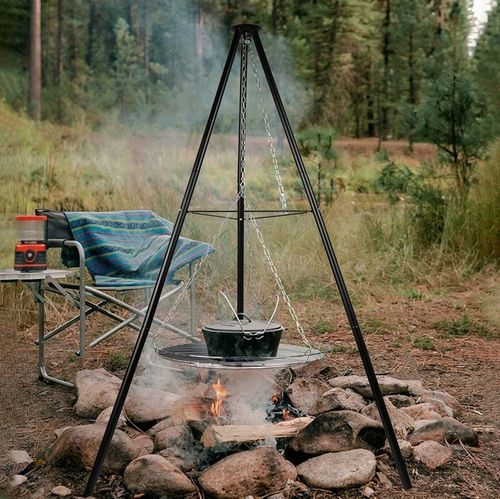 Grill Ogrodowy Wiszący Trójnóg Węglowy Palenisko Ruszt 55 cm BBQ Regulowany na Arena.pl