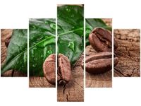 70 100CM OBRAZ 5 ELEM ZIARNA KAWY DESCE DRUK PŁÓTNO