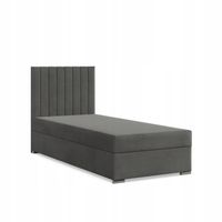 Łóżko Kontynentalne AGEN JEDNOOSOBOWE Tapicerowane VELVET CIEMNY SZARY