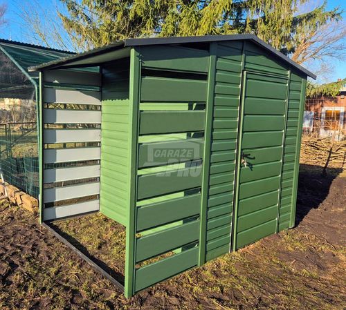 Schowek domek ogrodowy 2x2m + wiata 1m drzwi okno dach GP604 na Arena.pl