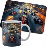 ZESTAW KUBEK + PODKŁADKA DRUK - BOLID F1 WYŚCIGI SPORT