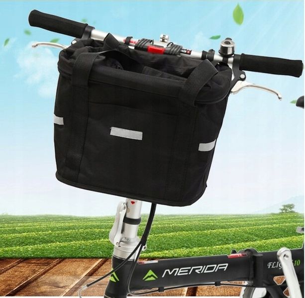 KOSZYK NA KIEROWNICĘ DO ROWERU ROWEROWY PIKNIK TORBA CZARNA 10L + UCHWYT zdjęcie 10