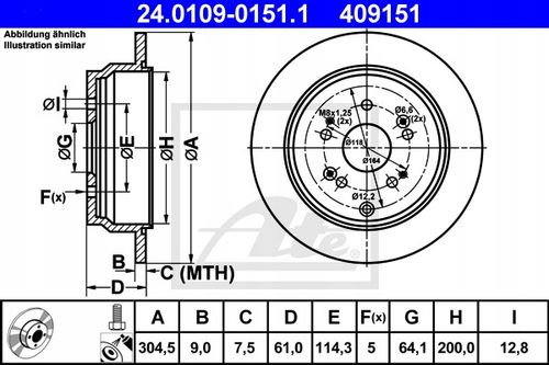 TARCZA HAM PRZOD 300X25 V ATE na Arena.pl