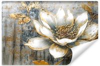 Fototapeta KWIATY Abstrakcja Beton Elementy Złota Mur 90cm x 60cm