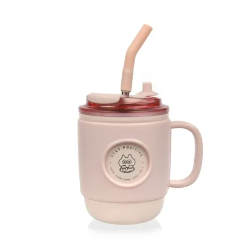 Kubek Termiczny ze Słomką Casno Booker 450 ml Różowy na Arena.pl