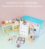 DREWNIANA LODZIARNIA ZABAWKA DLA DZIECI AKCESORIA SKLEP Z LODAMI PREZENT