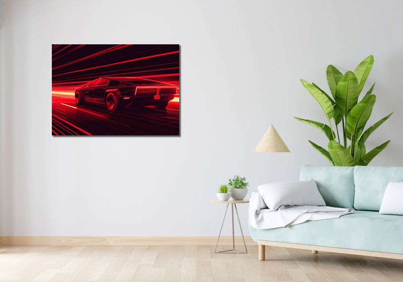 Obraz 100x70cm Prędkość w Czerwonym Neonie zdjęcie 2