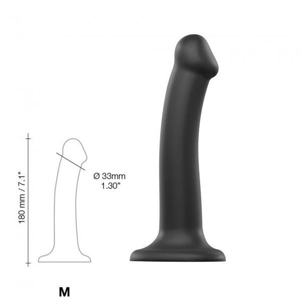 Silicone Bendable Dildo Double Density Black M zdjęcie 1