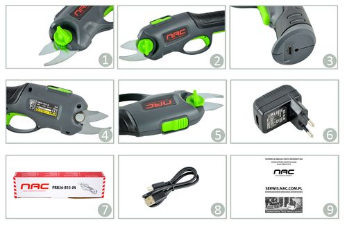 AKUMULATOROWY SEKATOR DO CIĘCIA GAŁĘZI NAC PRB36-B15-JN 800 CIĘĆ NA 1 ŁADOW na Arena.pl