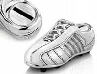 Skarbonka but posrebrzana z grawerem  prezent na chrzest dla chłopca